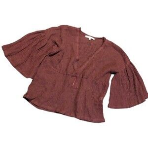 ERICA TANOV Burgundy Linen Blouse​